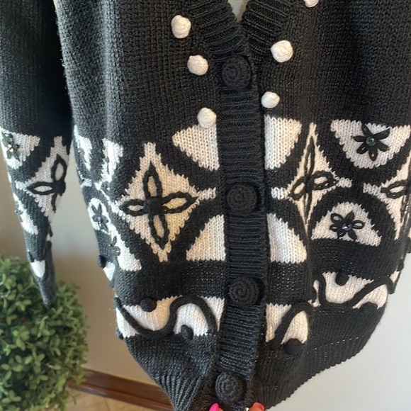 VINTAGE Jantzen woman’s embroidered knit sweater cardigan popcorn accent XL - Picture 8 of 12